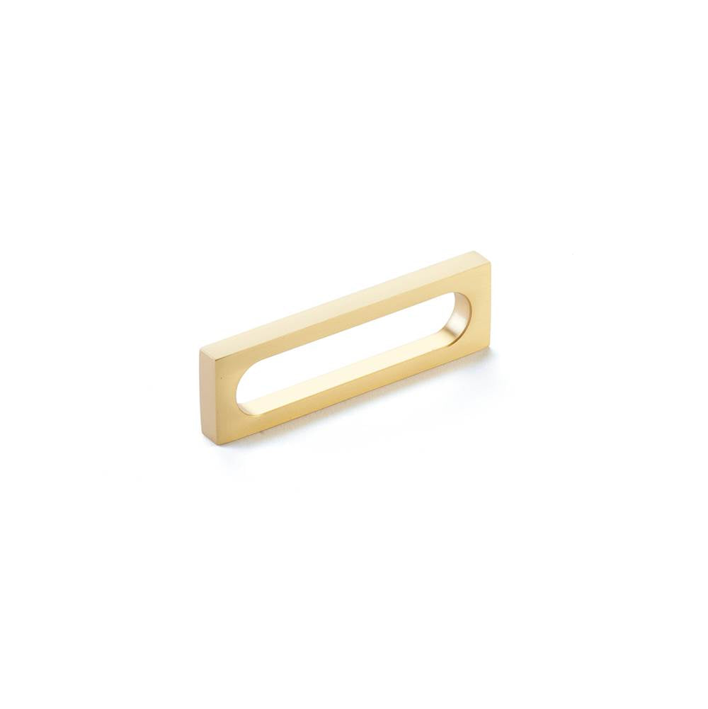Schaub And Company - Pull, Modern Oval Slot, Satin Brass, 3-1/2'' cc - Satin Brass