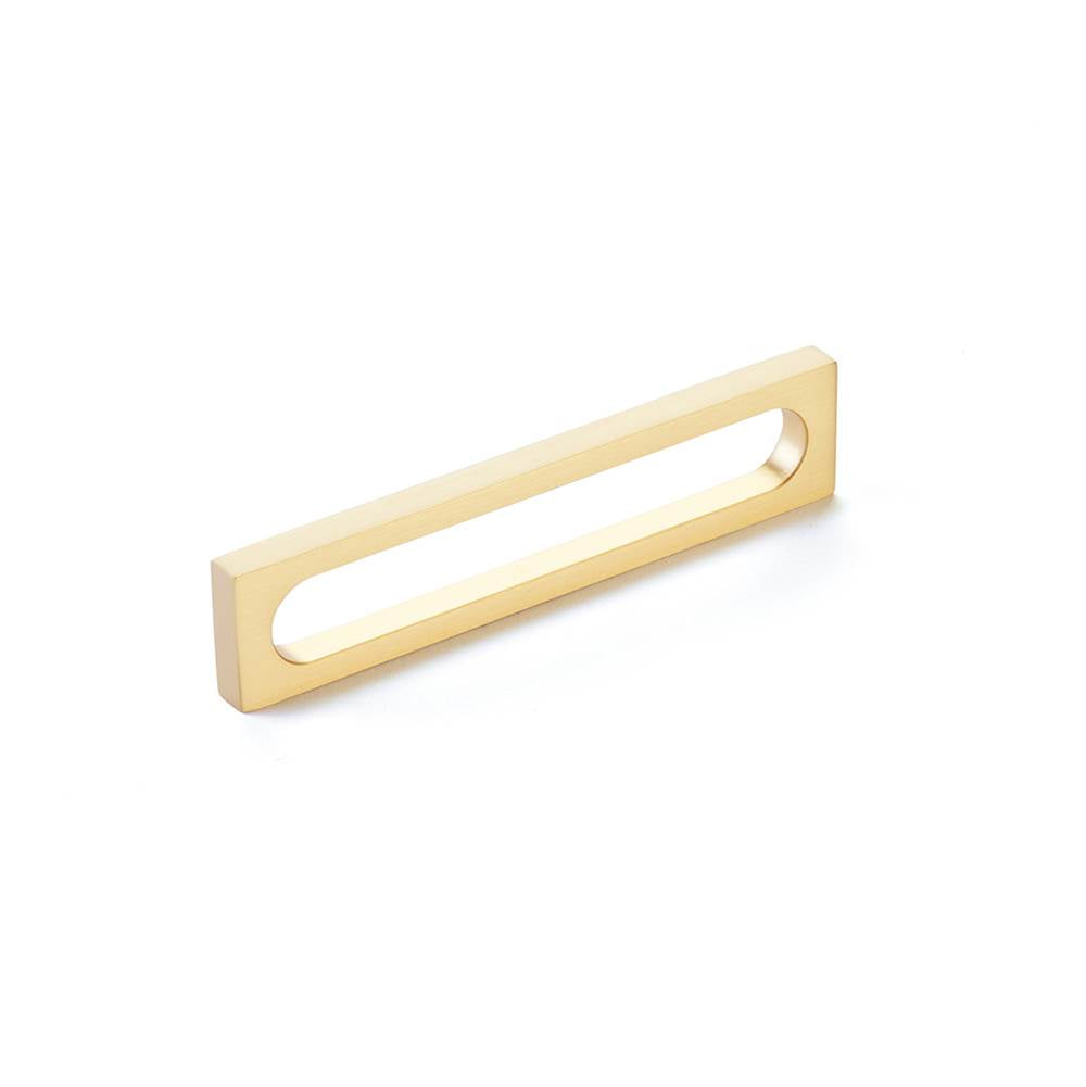 Schaub And Company - Pull, Modern Oval Slot, Satin Brass, 5'' cc - Satin Brass