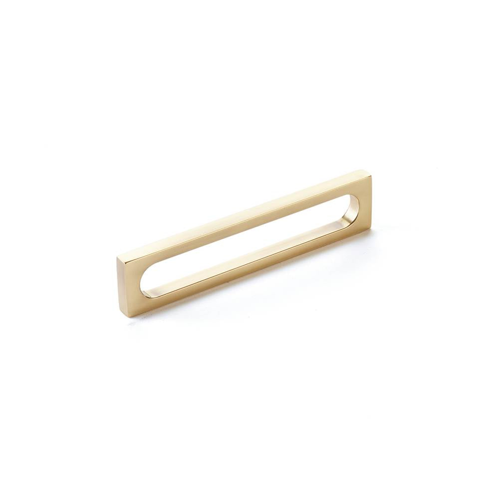 Schaub And Company - Pull, Modern Oval Slot, Vintage Brass, 5'' cc - Vintage Brass