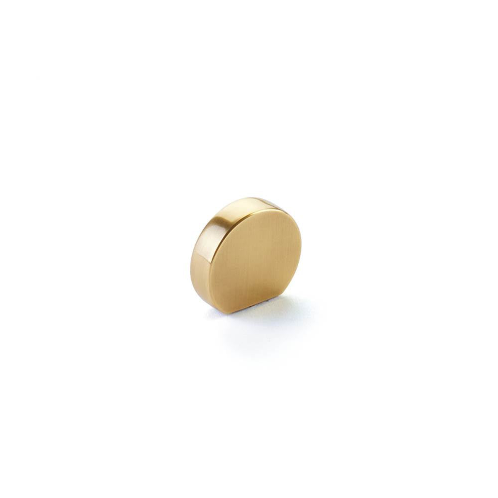 Schaub And Company - Knob, Modern Oval, Vintage Brass, 1'' Width, 7/8'' cc - Vintage Brass