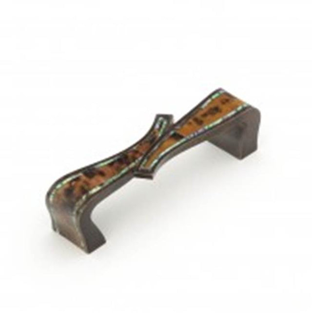 Schaub And Company - Avalon Bay,Folded Pull,Imperial Shell And Penshell Inlaid On Solid Brass,Dark Antique Bronze Finish - Tiger Penshell
