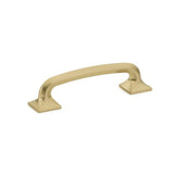 Schaub And Company - Pull, Square Bases, Signature Satin Brass, 4'' cc - Signature Satin Brass