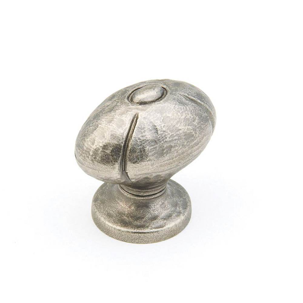 Schaub And Company - Knob, Oval, Vibra Nickel, 1-1/4'' dia - Vibra Nickel
