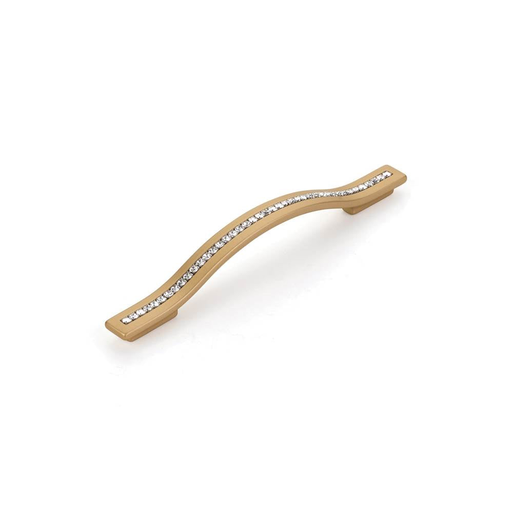 Schaub And Company - Skyevale, Pull, Signature Satin Brass with Crystals, 128/160 mm cc - Signature Satin Brass