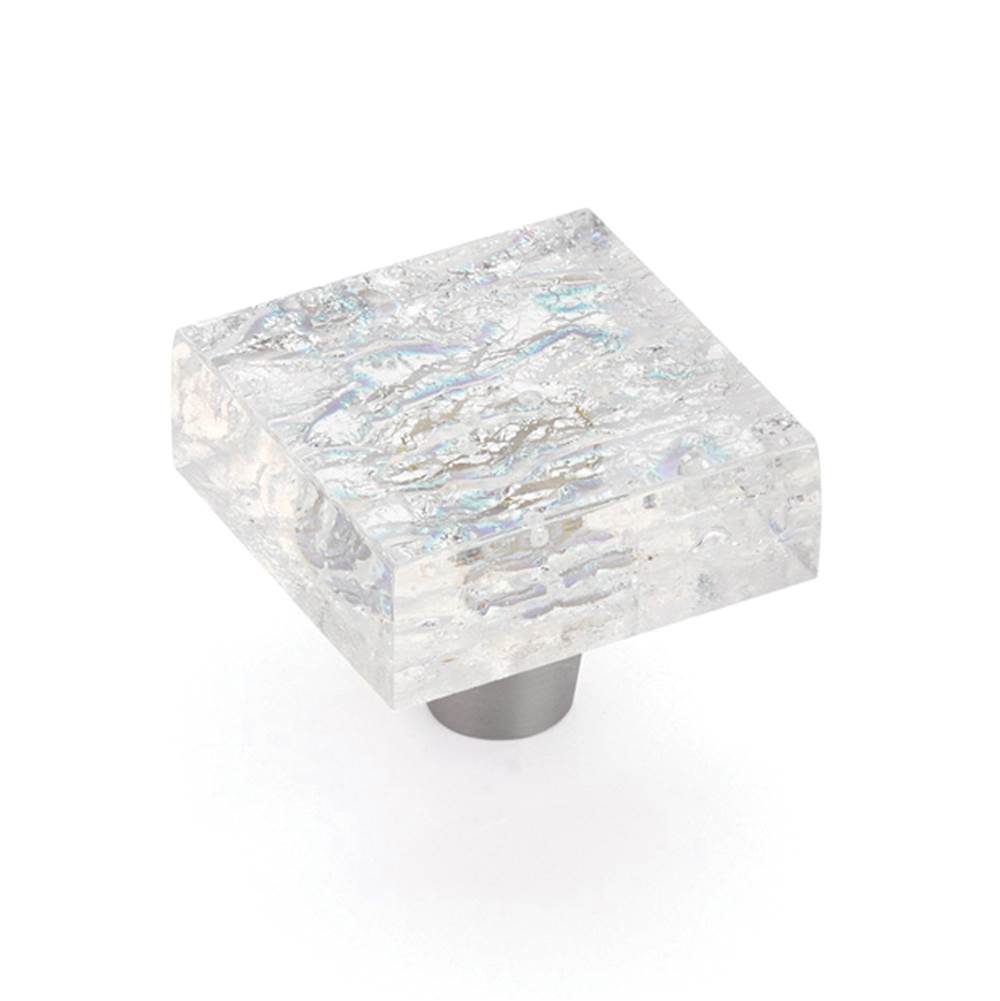 Schaub And Company - Knob, Square, Clear Pearl, 1-1/2'' dia - Pearl Clear