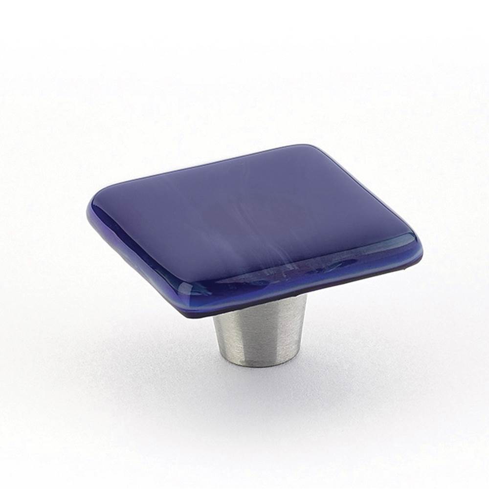 Schaub And Company - Knob, Square, Sapphire Silk, 1-1/2'' dia - Sapphire Silk