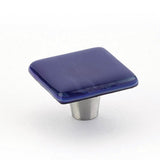 Schaub And Company - Knob, Square, Sapphire Silk, 1-1/2'' dia - Sapphire Silk