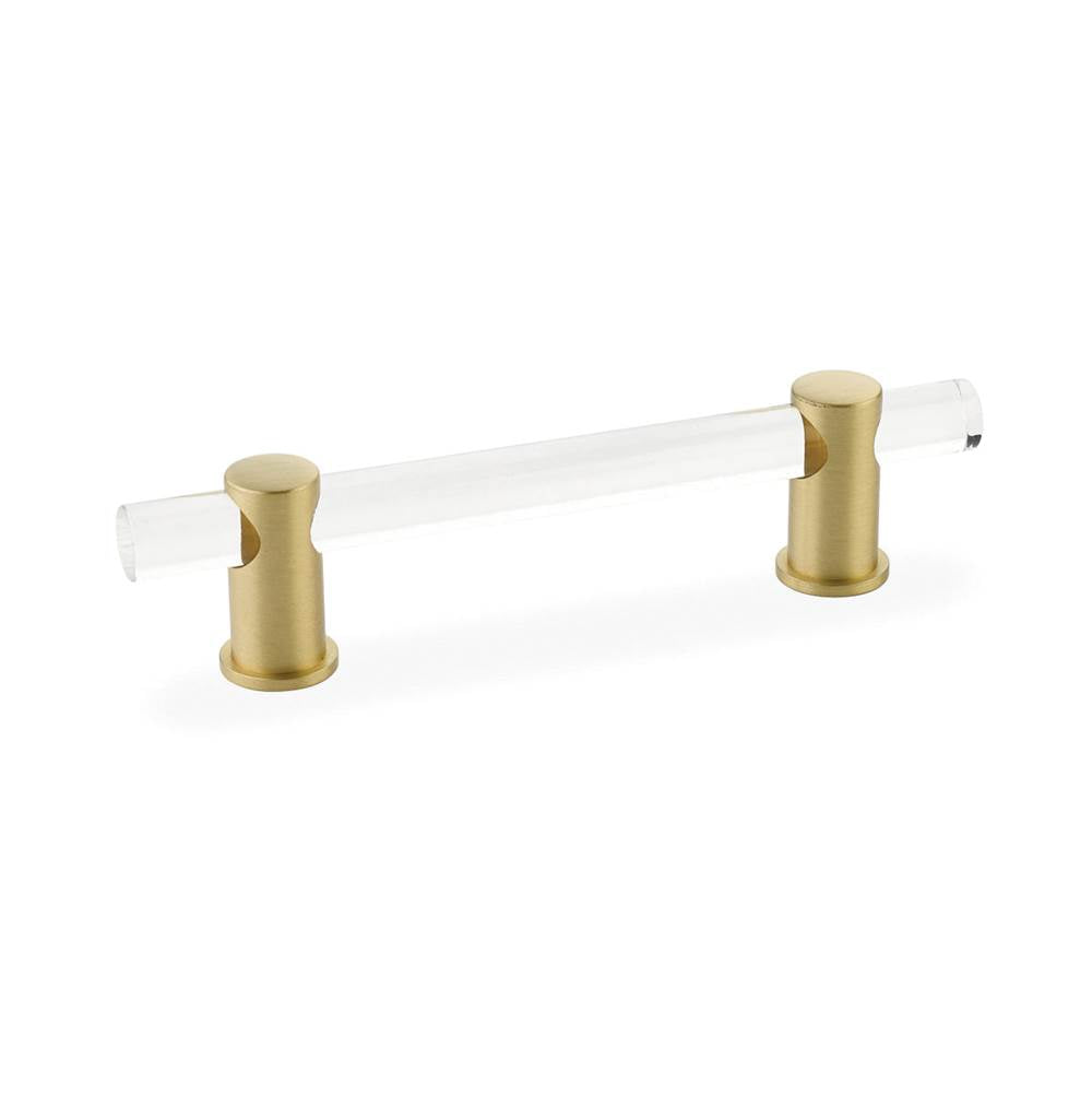 Schaub And Company - Pull, Adjustable clear acrylic, Satin Brass, 4'' cc - Satin Brass