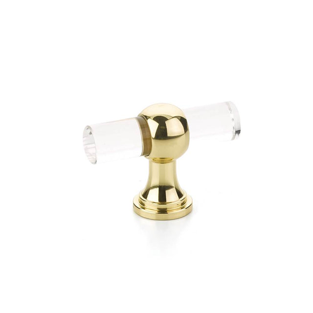Schaub And Company - T-Knob, Adjustable Clear Acrylic, Polished Brass, 2'' - Polished Brass