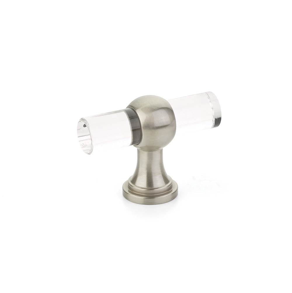 Schaub And Company - T-Knob, Adjustable Clear Acrylic, Satin Nickel, 2'' - Satin Nickel