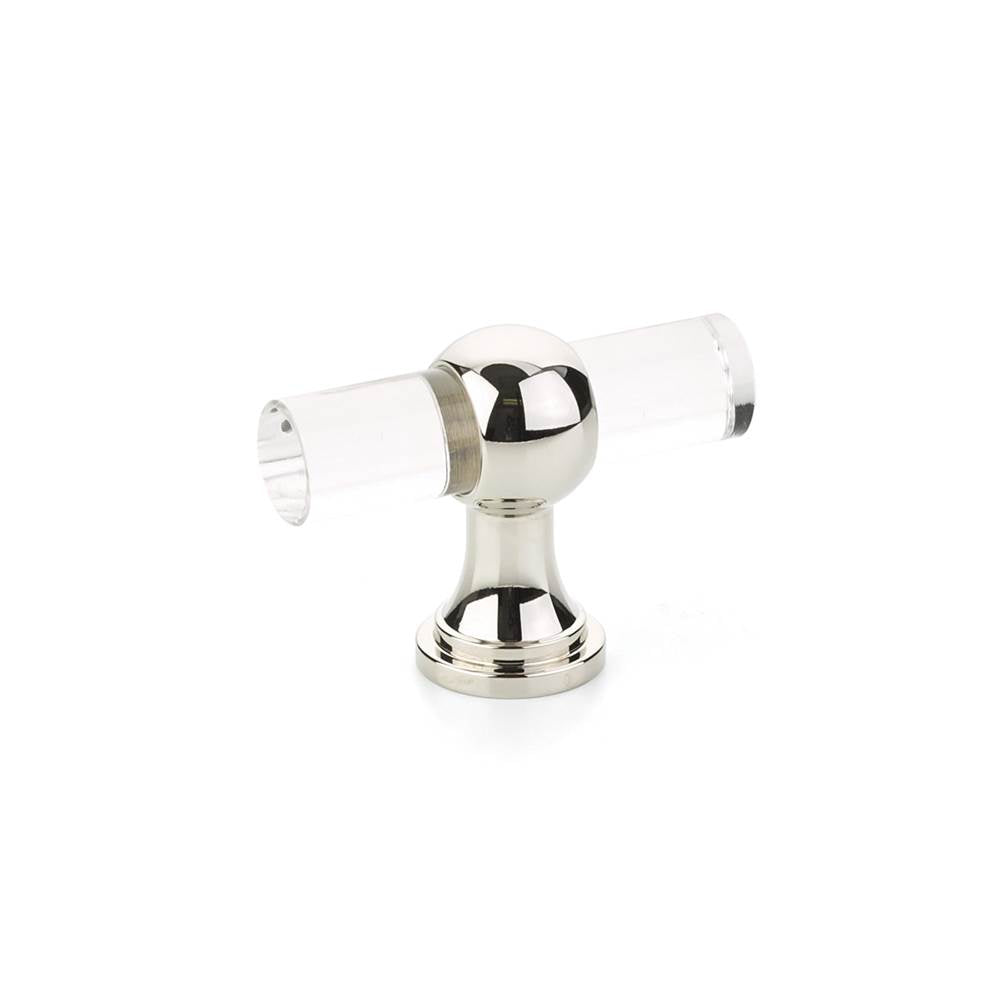 Schaub And Company - T-Knob, Adjustable Clear Acrylic, Polished Nickel, 2'' - Polished Nickel