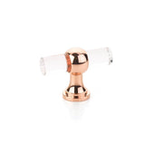 Schaub And Company - T-Knob, Adjustable Clear Acrylic, Polished Rose Gold, 2'' - Polished Rose Gold
