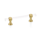 Schaub And Company - Pull, Adjustable Clear Acrylic, Satin Brass, 4'' cc - Satin Brass
