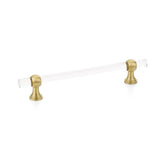 Schaub And Company - Pull, Adjustable Clear Acrylic, Satin Brass, 6'' cc - Satin Brass