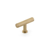 Schaub And Company - Pub House, T-Knob, Knurled, Signature Satin Brass, 2'' cc - Signature Satin Brass