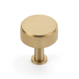 Schaub And Company - Pub House, Knob, Knurled, Signature Satin Brass, 1-1/4'' cc - Signature Satin Brass