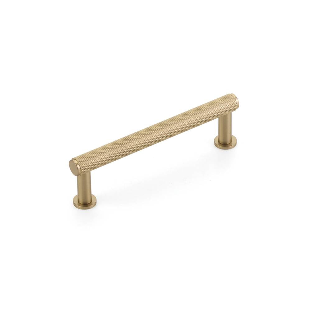 Schaub And Company - Pub House, Pull, Knurled, Signature Satin Brass, 4'' cc - Signature Satin Brass