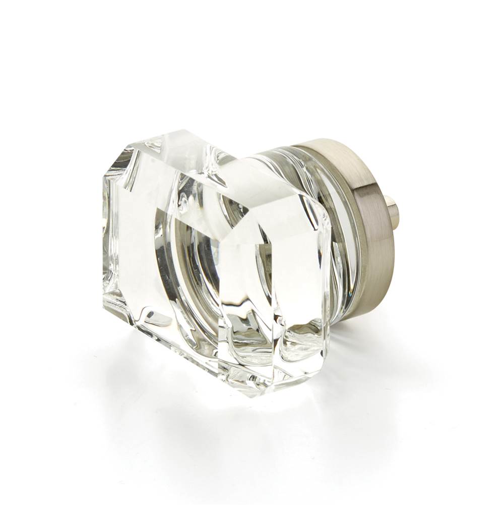 Schaub And Company - Rectangular Glass Knob, Satin Nickel, 1-3/4'' - Satin Nickel