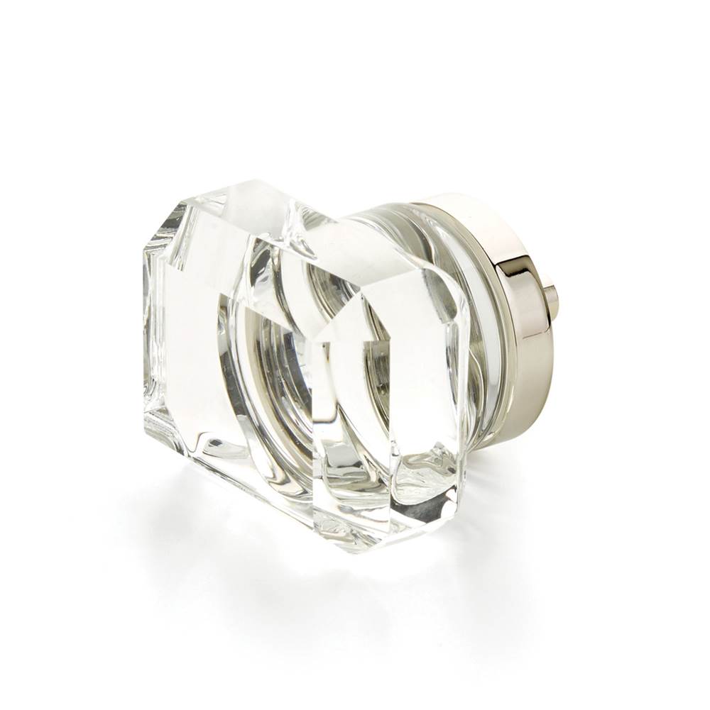 Schaub And Company - Rectangular Glass Knob, Polished Nickel, 1-3/4'' - Polished Nickel