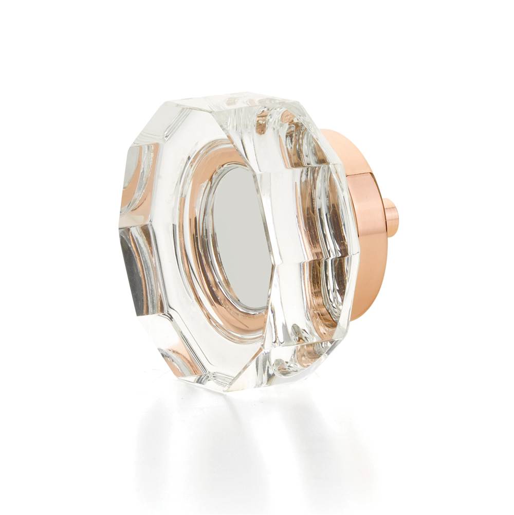 Schaub And Company - Large Multi-Sided Glass Knob, Polished Rose Gold, 1-3/4'' dia - Polished Rose Gold