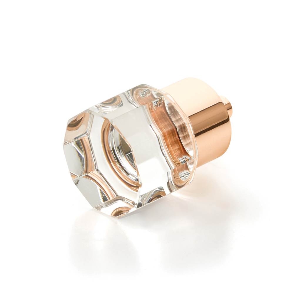 Schaub And Company - Round Multi-Sided Glass Knob, Polished Rose Gold, 1-1/8'' dia - Polished Rose Gold