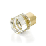 Schaub And Company - Round Multi-Sided Glass Knob, Satin Brass, 1-1/8'' dia - Satin Brass