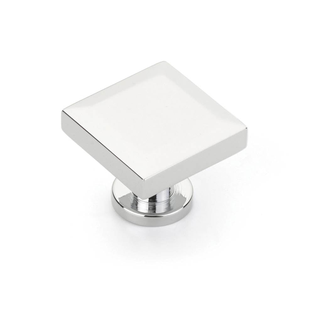 Schaub And Company - Square Knob, Polished Chrome, 1-1/4'' - Polished Chrome