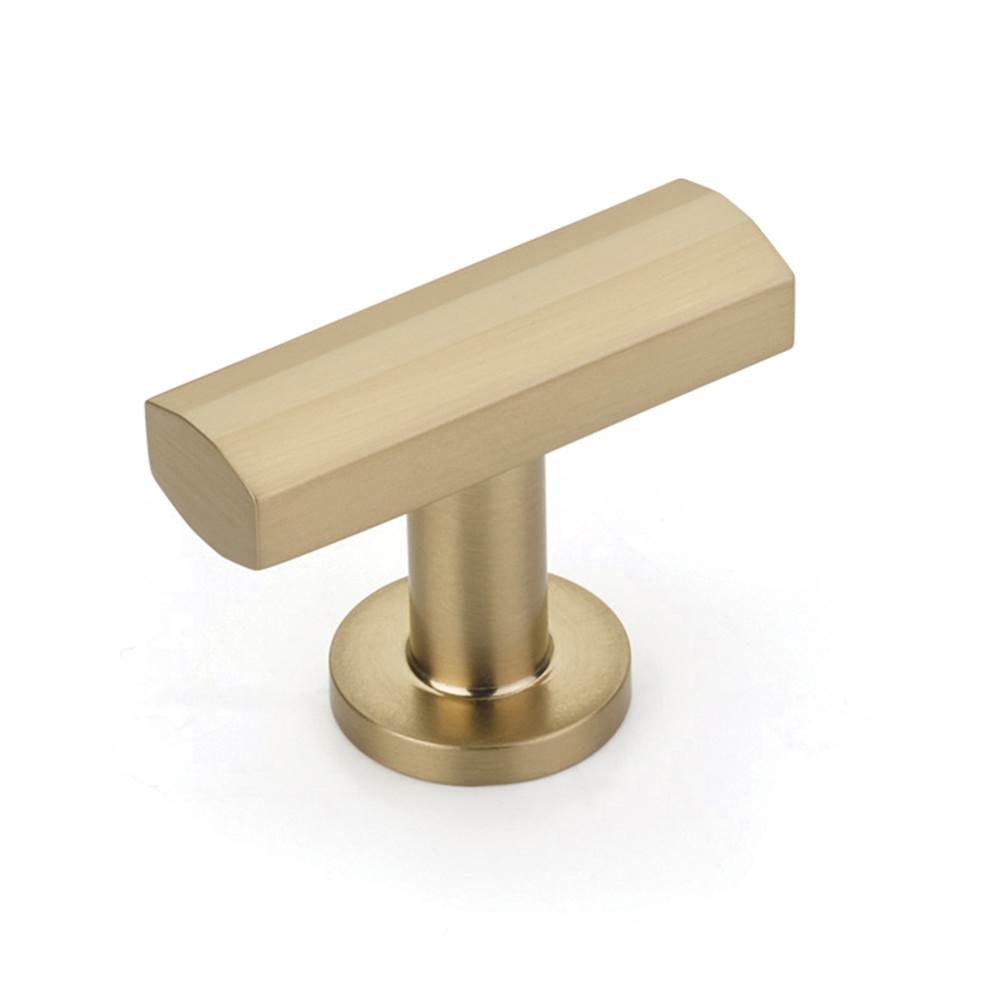 Schaub And Company - T-Knob, Signature Satin Brass, 1-3/4'' - Signature Satin Brass