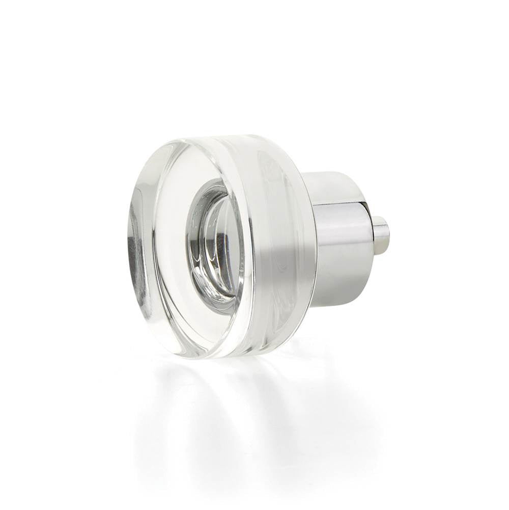 Schaub And Company - Round Disc Glass Knob, Polished Chrome, 1-3/8'' dia - Polished Chrome