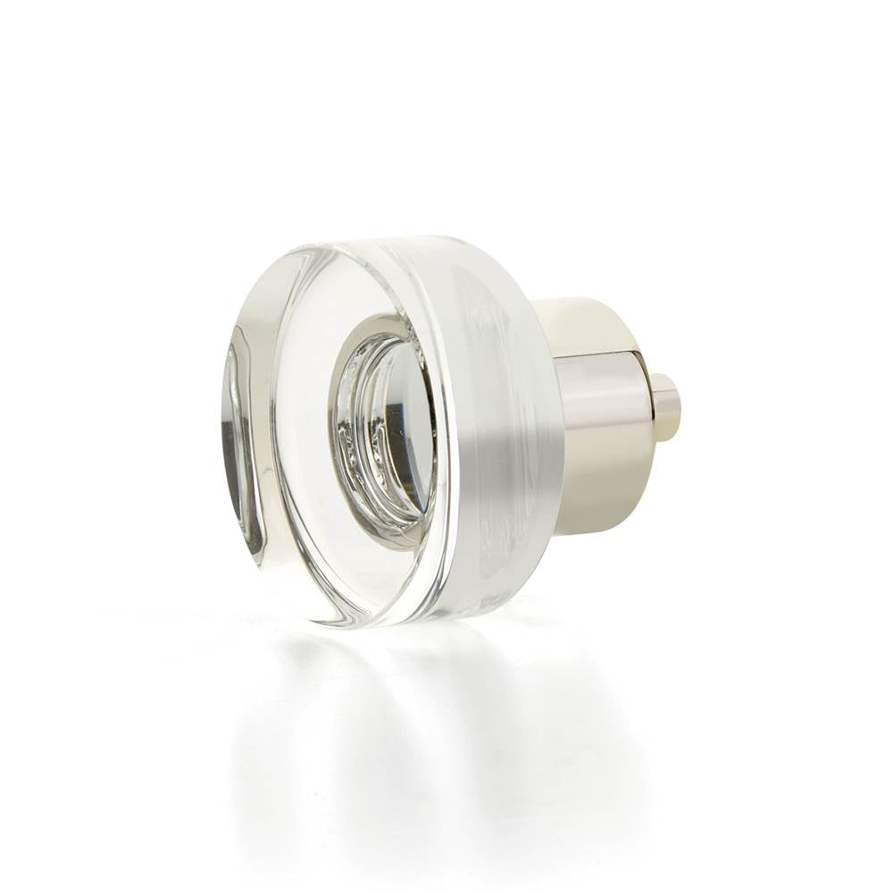 Schaub And Company - Round Disc Glass Knob, Polished Nickel, 1-3/8'' dia - Polished Nickel
