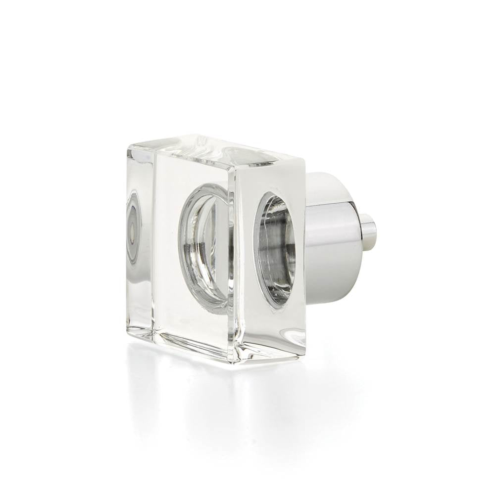 Schaub And Company - Square Glass Knob, Polished Chrome, 1-1/4'' - Polished Chrome