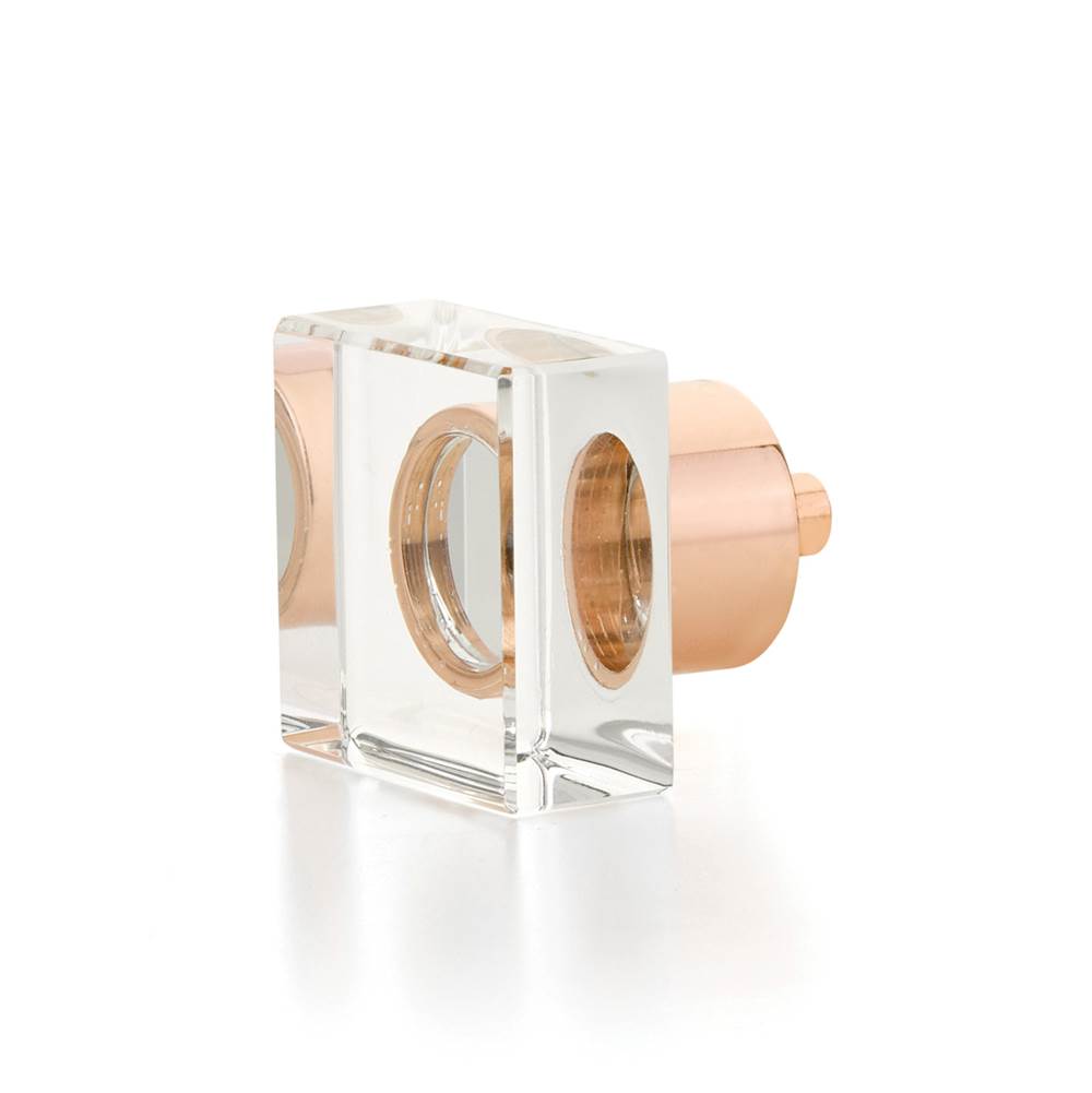 Schaub And Company - Square Glass Knob, Polished Rose Gold, 1-1/4'' - Polished Rose Gold