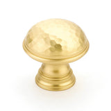 Schaub And Company - Knob, Hammered, Plain Edge, Satin Brass, 1-1/4'' dia - Satin Brass