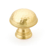 Schaub And Company - Knob, Hammered, Knurled Edge, Satin Brass, 1-1/4'' dia - Satin Brass