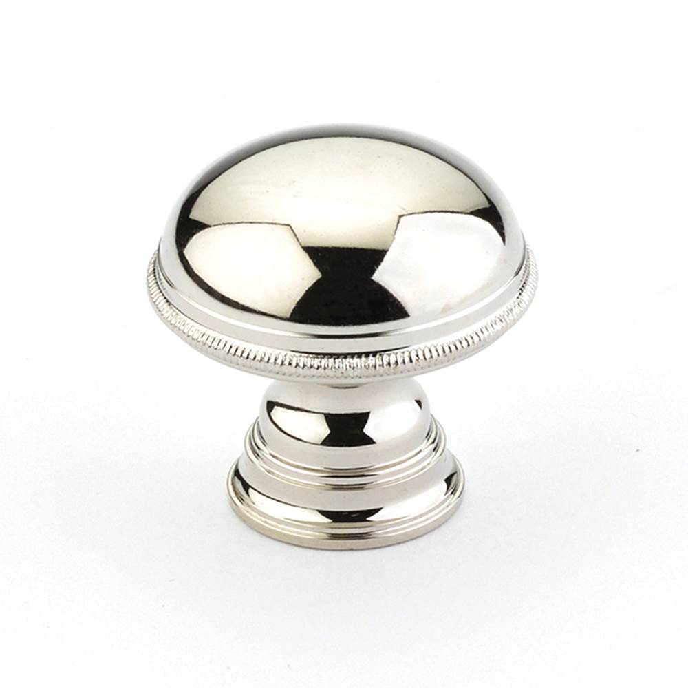 Schaub And Company - Knob, Plain Surface, Knurled Edge, Polished Nickel, 1-1/4'' dia - Polished Nickel