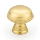 Schaub And Company - Knob, Plain Surface, Knurled Edge, Satin Brass, 1-1/4'' dia - Satin Brass
