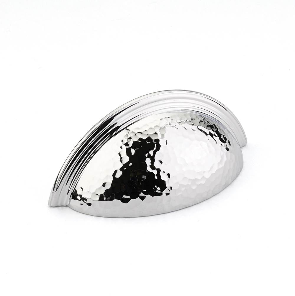 Schaub And Company - Cup Pull, Hammered, Plain Edge, Polished Chrome, 3'' cc - Polished Chrome