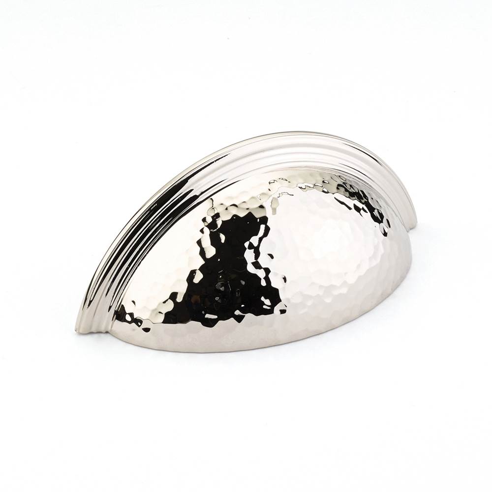 Schaub And Company - Cup Pull, Hammered, Plain Edge, Polished Nickel, 3'' cc - Polished Nickel