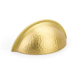 Schaub And Company - Cup Pull, Hammered, Knurled Edge, Satin Brass, 1-1/4'' dia - Satin Brass