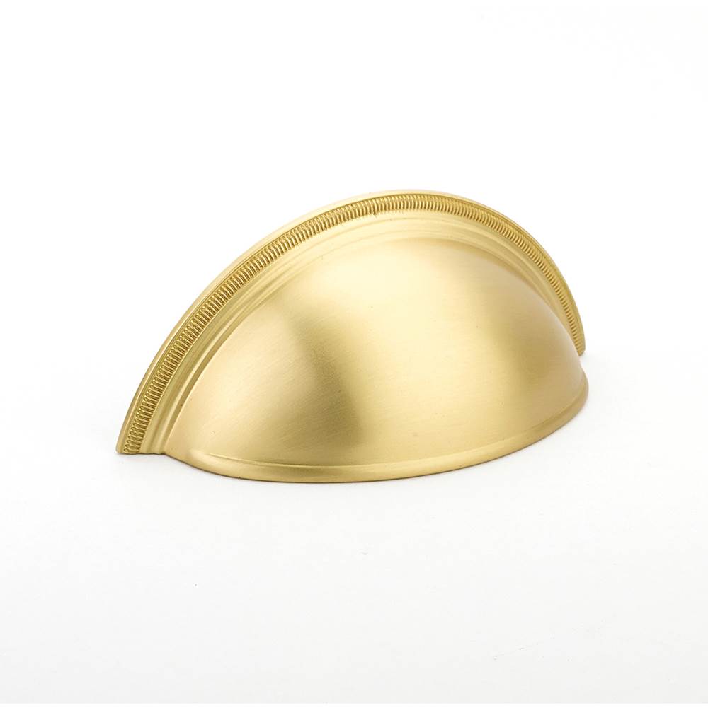 Schaub And Company - Cup Pull, Plain Surface, Knurled Edge, Satin Brass, 3'' cc - Satin Brass