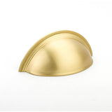 Schaub And Company - Cup Pull, Plain Surface, Knurled Edge, Satin Brass, 3'' cc - Satin Brass