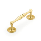 Schaub And Company - Pull, Knurled Footplate, Satin Brass, 4'' cc - Satin Brass