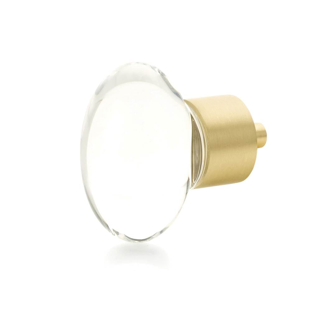 Schaub And Company - Oval Glass Knob, Satin Brass, 1-3/4'' dia - Satin Brass