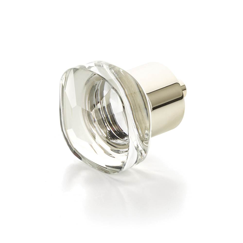 Schaub And Company - Soft Square Glass Knob, Polished Nickel, 1-1/4'' - Polished Nickel