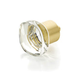 Schaub And Company - Soft Square Glass Knob, Satin Brass, 1-1/4'' - Satin Brass