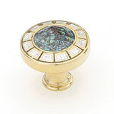 Schaub And Company - Knob, Imperial Shell, White Mother of Pearl, Polished Brass, 1-1/2'' dia - Polished Brass
