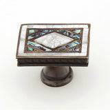Schaub And Company - Avalon Bay,Rectangle Knob,Imperial Shell And Mother Of Pearl Inlaid On Solid Brass,Aged Dover Finish - White Mother of Pearl