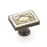 Schaub And Company - Avalon Bay,Rectangle Knob,Imperial Shell And Yellow Mother Of Pearl Inlaid On Solid Brass,Aged Dover Finish - Yellow Mother of Pearl