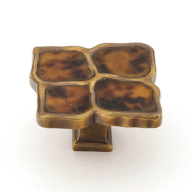 Schaub And Company - Tiger Penshell,Solid Brass Estate Dover Cabinet Knob,1-1/2'' Dia - Tiger Penshell