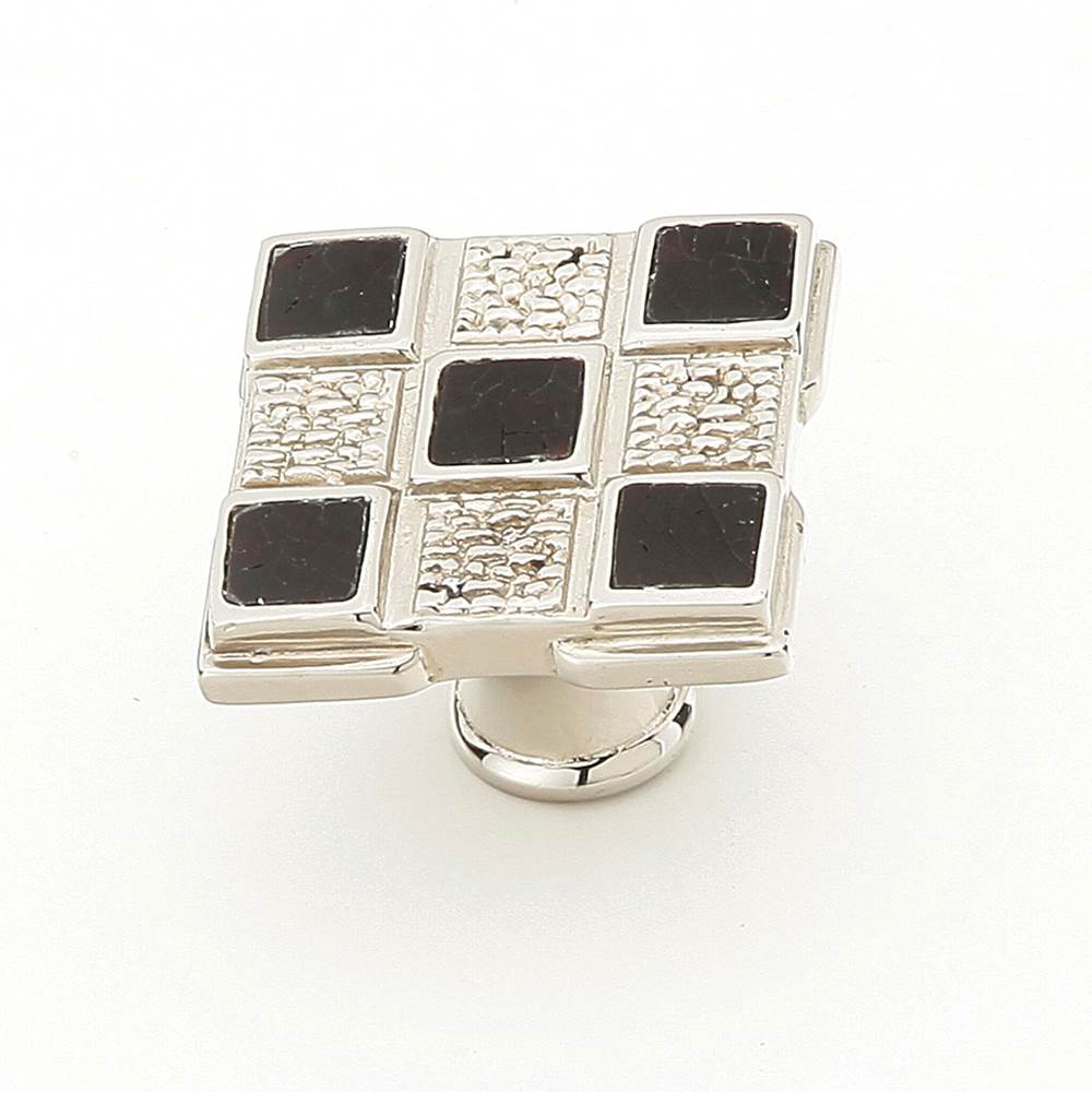 Schaub And Company - Avalon Bay,Square Knob,9 Sections,Black Mother Of Pearl Inlaid On Solid Brass,Polished Nickel Finish - Black